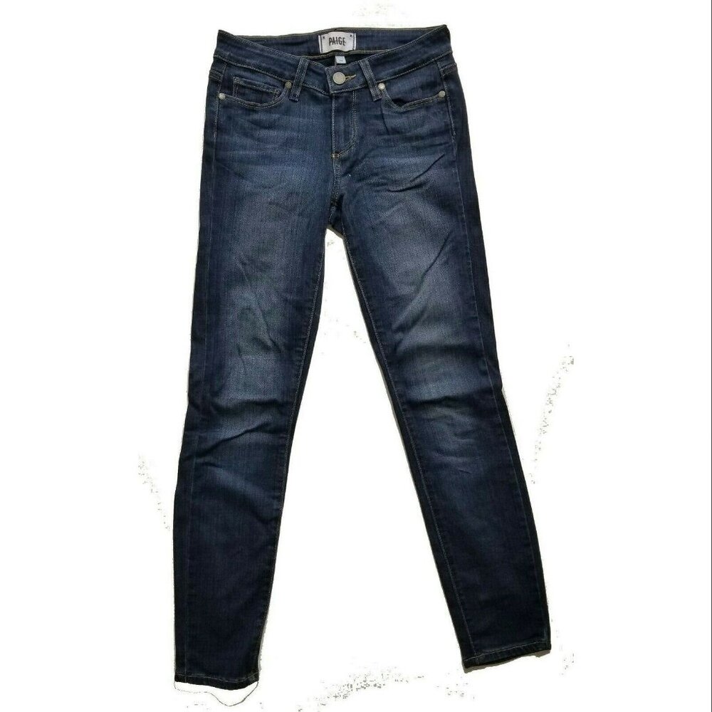 Paige Verdugo Nottingham Ankle Skinny Jeans, Dark Blue, Mid Rise, Womens Size 24